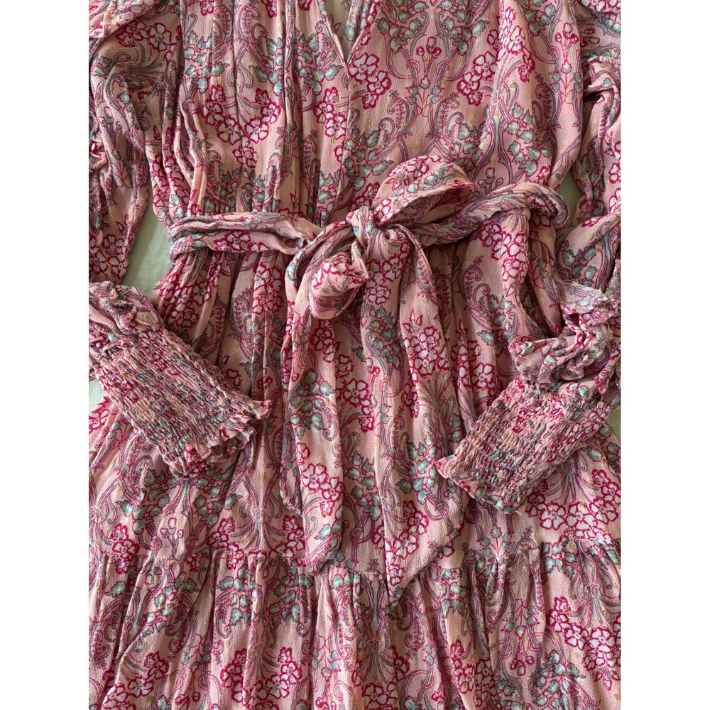 Marea by Liz Joy Cala Rosado Pink Floral Ruffle Mini Dress - Size M - Picture 6 of 14